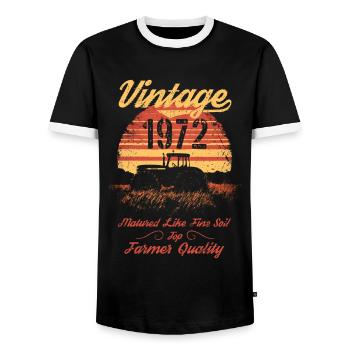 Vintage 1972 Landwirt Geburtstag Traktor Geschenk - Männer Kontrast-T-Shirt - Schwarz/Weiß - Vorne - AI Model Female 172 light (172cm) & AI Model Male 178 light (178cm)