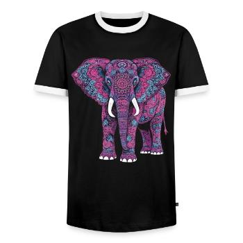 Mandala Elefant Elefanten Spiritueller Mandala - Männer Kontrast-T-Shirt - Schwarz/Weiß - Vorne - AI Model Female 172 light (172cm) & AI Model Male 178 light (178cm)