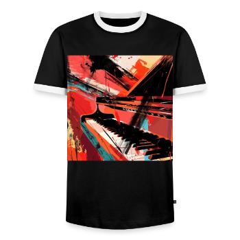 Piano - T-shirt contrasté Homme - noir/blanc - Devant - AI Model Female 172 light (172cm) & AI Model Male 178 light (178cm)