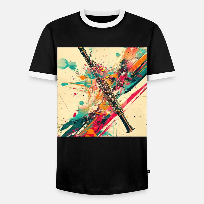 Querflöte - Männer Kontrast-T-Shirt - Schwarz/Weiß