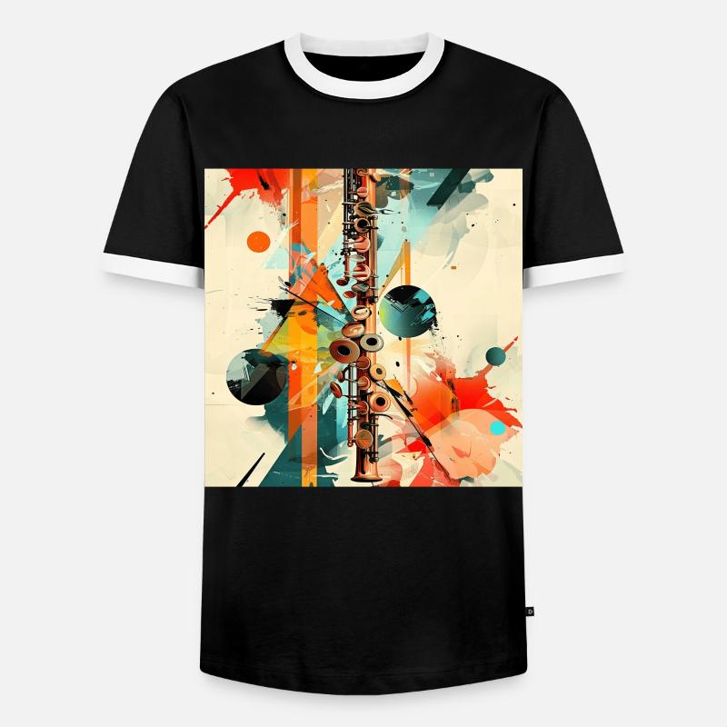 Querflöte - Männer Kontrast-T-Shirt - Schwarz/Weiß