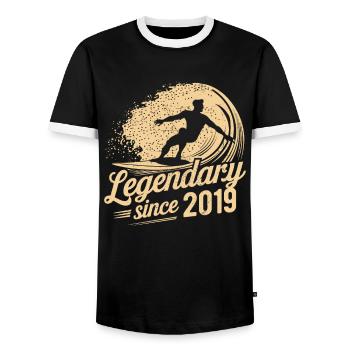 Légendaire depuis 2019 Anniversaire Surfeur - T-shirt contrasté Homme - noir/blanc - Devant - AI Model Female 172 light (172cm) & AI Model Male 178 light (178cm)