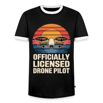 Dronenpilot für einen Dronenpilot - Männer Kontrast-T-Shirt - Schwarz/Weiß - Vorne - AI Model Female 172 light (172cm) & AI Model Male 178 light (178cm)