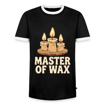 Master Of Wax für einen Kerzenmacher - Männer Kontrast-T-Shirt - Schwarz/Weiß - Vorne - AI Model Female 172 light (172cm) & AI Model Male 178 light (178cm)