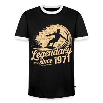 Légendaire depuis 1971 Anniversaire Surfeur - T-shirt contrasté Homme - noir/blanc - Devant - AI Model Female 172 light (172cm) & AI Model Male 178 light (178cm)