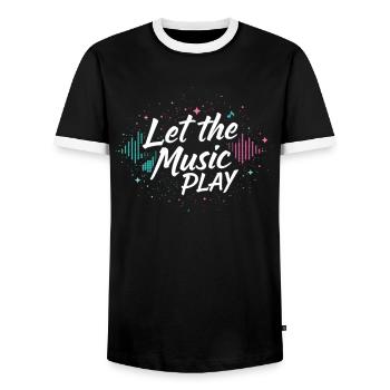 Techno Let The Music Play Techno Techno Musik - Men's Ringer Shirt - black/white - Front - AI Model Female 172 light (172cm) & AI Model Male 178 light (178cm)