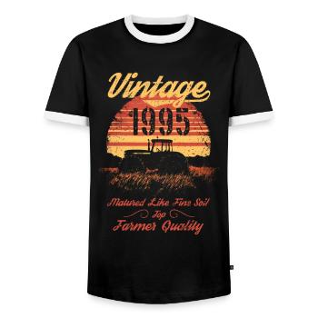 Vintage 1995 Landwirt Geburtstag Traktor Geschenk - Männer Kontrast-T-Shirt - Schwarz/Weiß - Vorne - AI Model Female 172 light (172cm) & AI Model Male 178 light (178cm)