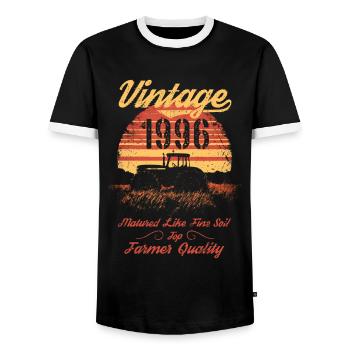 Vintage 1996 Landwirt Geburtstag Traktor Geschenk - Männer Kontrast-T-Shirt - Schwarz/Weiß - Vorne - AI Model Female 172 light (172cm) & AI Model Male 178 light (178cm)