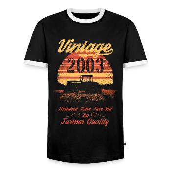 Vintage 2003 Landwirt Geburtstag Traktor Geschenk - Männer Kontrast-T-Shirt - Schwarz/Weiß - Vorne - AI Model Female 172 light (172cm) & AI Model Male 178 light (178cm)