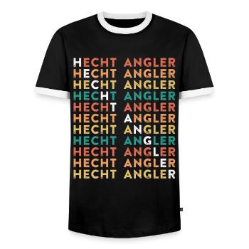 HECHT ANGLER Geburtstag Angeln Hobby Fischen - Männer Kontrast-T-Shirt - Schwarz/Weiß - Vorne - AI Model Female 172 light (172cm) & AI Model Male 178 light (178cm)