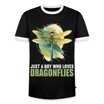 Dragonflies Dragonfly - Men's Ringer Shirt - black/white - Front - AI Model Female 172 light (172cm) & AI Model Male 178 light (178cm)