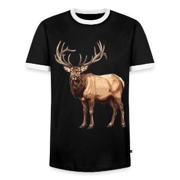 Elche Elch - Männer Kontrast-T-Shirt - Schwarz/Weiß - Vorne - AI Model Female 172 light (172cm) & AI Model Male 178 light (178cm)
