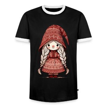 Noël Gnome Femme Gnome Festif Fille - T-shirt contrasté Homme - noir/blanc - Devant - AI Model Female 172 light (172cm) & AI Model Male 178 light (178cm)