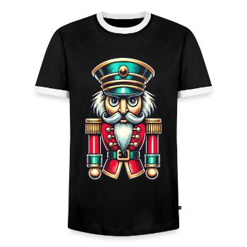 Weihnachtlicher Nussknacker Stilvoll Klassisch - Männer Kontrast-T-Shirt - Schwarz/Weiß - Vorne - AI Model Female 172 light (172cm) & AI Model Male 178 light (178cm)
