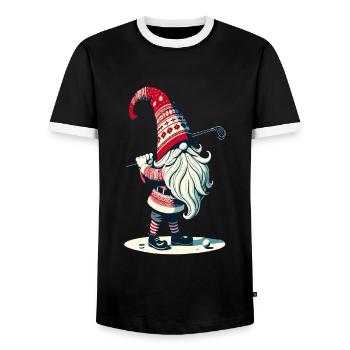 Golfer Gnome for Golf Lovers - Men's Ringer Shirt - black/white - Front - AI Model Female 172 light (172cm) & AI Model Male 178 light (178cm)