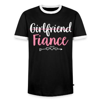 Bridal Shower Bride Girlfriend Fiancé - Men's Ringer Shirt - black/white - Front - AI Model Female 172 light (172cm) & AI Model Male 178 light (178cm)