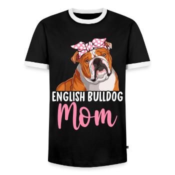 Bouledogue anglais Mère bouledogue Amoureuse - T-shirt contrasté Homme - noir/blanc - Devant - AI Model Female 172 light (172cm) & AI Model Male 178 light (178cm)