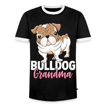 Bulldogge Großmutter Bulldoggenliebhaberin - Männer Kontrast-T-Shirt - Schwarz/Weiß - Vorne - AI Model Female 172 light (172cm) & AI Model Male 178 light (178cm)
