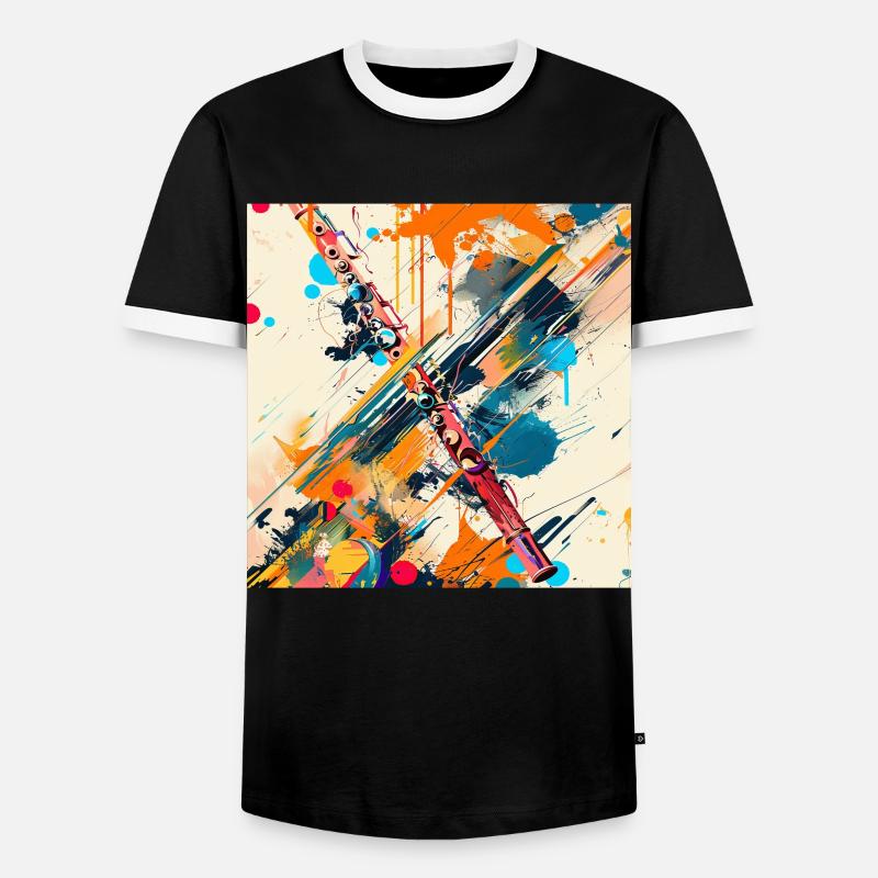 Querflöte - Männer Kontrast-T-Shirt - Schwarz/Weiß
