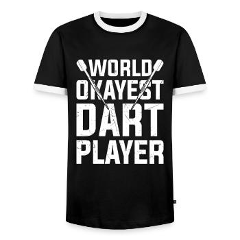Darts Player 180 Dart - Men's Ringer Shirt - black/white - Front - AI Model Female 172 light (172cm) & AI Model Male 178 light (178cm)