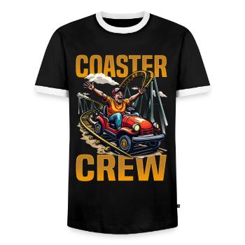 Vintage Rollercoaster Crew I Family Roller Coaster - Men's Ringer Shirt - black/white - Front - AI Model Female 172 light (172cm) & AI Model Male 178 light (178cm)