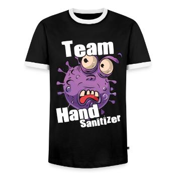 Désinfectant pour les mains Lavage des mains - T-shirt contrasté Homme - noir/blanc - Devant - AI Model Female 172 light (172cm) & AI Model Male 178 light (178cm)