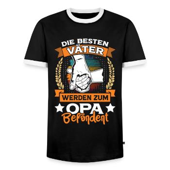 Opi DIE BESTEN VÄTER WERDEN ZUM OPA BEFÖRDERT - Männer Kontrast-T-Shirt - Schwarz/Weiß - Vorne - AI Model Female 172 light (172cm) & AI Model Male 178 light (178cm)