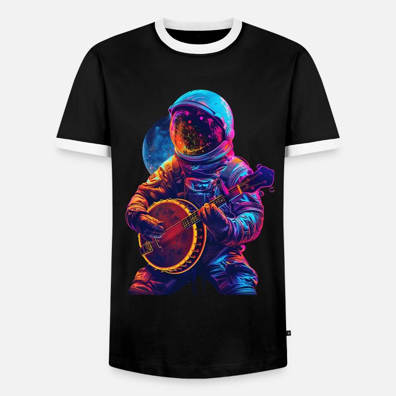 Astronaut Banjo - Men's Ringer Shirt - black/white