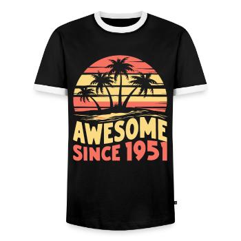 Awesome Since 1951 Birthday - Men's Ringer Shirt - black/white - Front - AI Model Female 172 light (172cm) & AI Model Male 178 light (178cm)