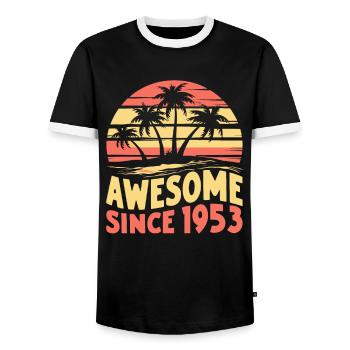 Awesome since 1953 birthday - Men's Ringer Shirt - black/white - Front - AI Model Female 172 light (172cm) & AI Model Male 178 light (178cm)