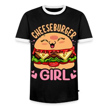Cheeseburger Girl Burger Girl - T-shirt contrasté Homme - noir/blanc - Devant - AI Model Female 172 light (172cm) & AI Model Male 178 light (178cm)