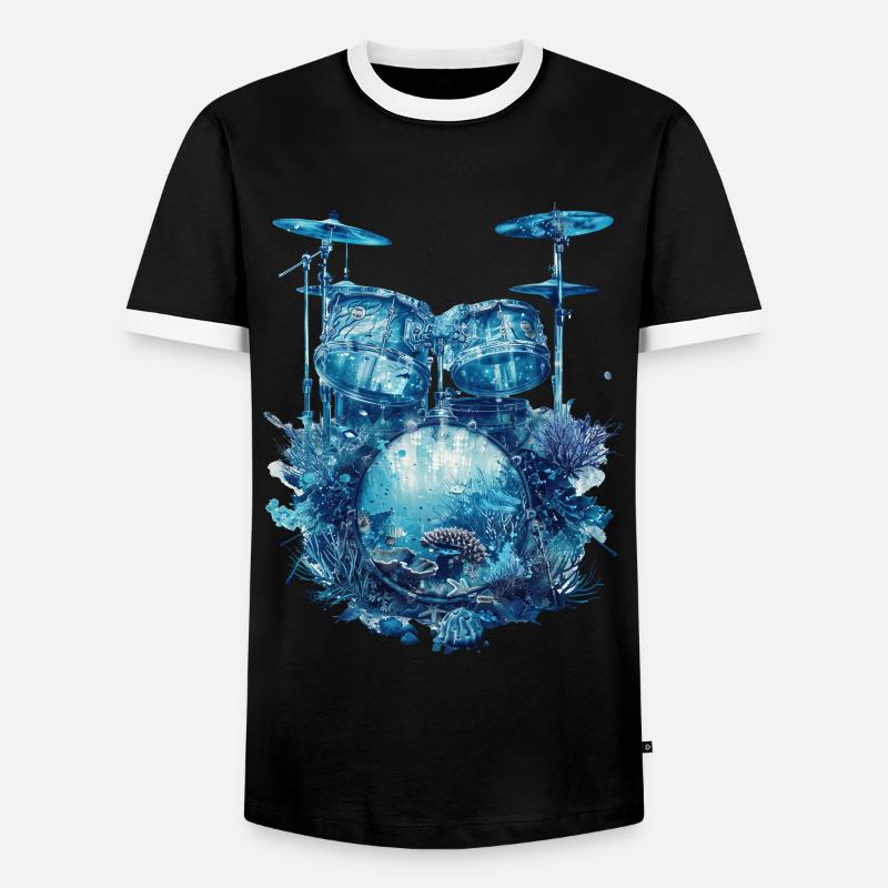 Fish Drums - Men's Ringer Shirt - black/white