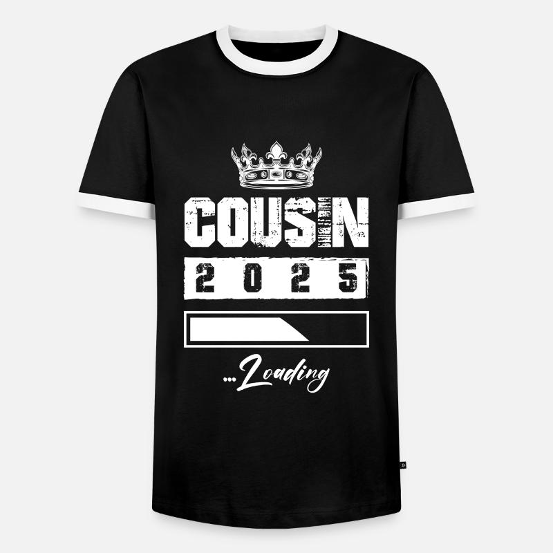 Cousin 2025 Loading - Männer Kontrast-T-Shirt - Schwarz/Weiß