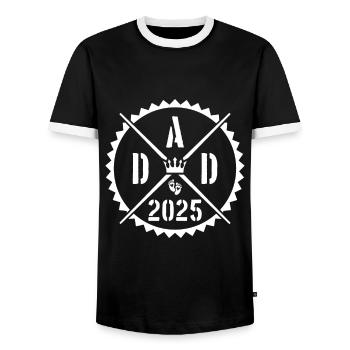 Dad 2025 Paternity Dad Saying - Men's Ringer Shirt - black/white - Front - AI Model Female 172 light (172cm) & AI Model Male 178 light (178cm)