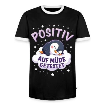 Testé positif pour la chemise de nuit fatiguée - T-shirt contrasté Homme - noir/blanc - Devant - AI Model Female 172 light (172cm) & AI Model Male 178 light (178cm)