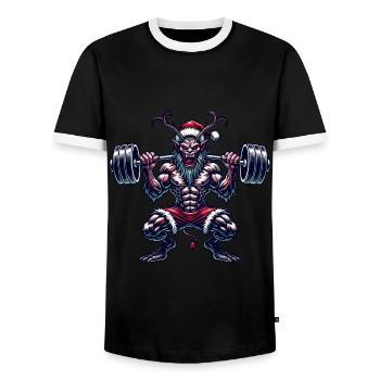 Krampus Bodybuilder Muskeltraining Winter Gym - Männer Kontrast-T-Shirt - Schwarz/Weiß - Vorne - AI Model Female 172 light (172cm) & AI Model Male 178 light (178cm)