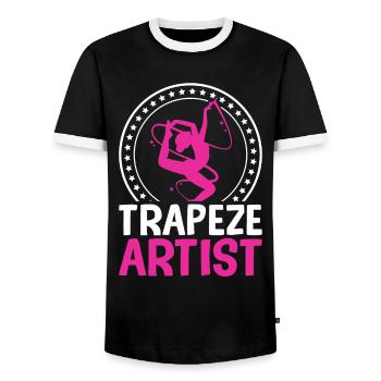 Trapeze Artist Circus Party Carnival - Men's Ringer Shirt - black/white - Front - AI Model Female 172 light (172cm) & AI Model Male 178 light (178cm)