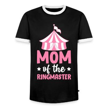 Mère du chef de cirque cirque fête carnaval - T-shirt contrasté Homme - noir/blanc - Devant - AI Model Female 172 light (172cm) & AI Model Male 178 light (178cm)
