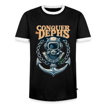 Conquer The Dephs - Männer Kontrast-T-Shirt - Schwarz/Weiß - Vorne - AI Model Female 172 light (172cm) & AI Model Male 178 light (178cm)