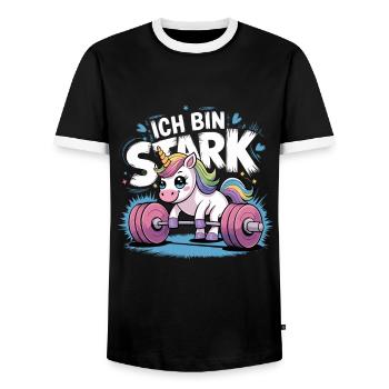 Einhorn Unicorn Ich Bin So Stark - Männer Kontrast-T-Shirt - Schwarz/Weiß - Vorne - AI Model Female 172 light (172cm) & AI Model Male 178 light (178cm)