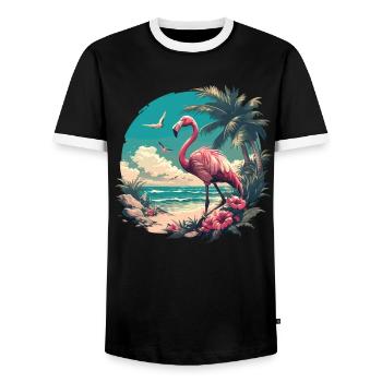 Flamingos Flamingo - Männer Kontrast-T-Shirt - Schwarz/Weiß - Vorne - AI Model Female 172 light (172cm) & AI Model Male 178 light (178cm)