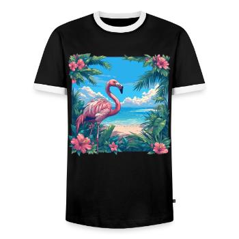Flamingos Flamingo - Männer Kontrast-T-Shirt - Schwarz/Weiß - Vorne - AI Model Female 172 light (172cm) & AI Model Male 178 light (178cm)