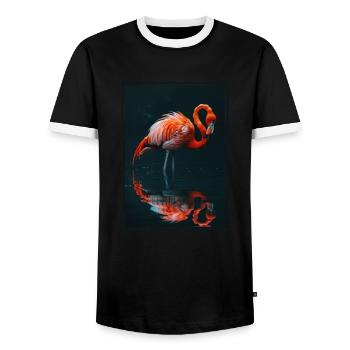 Flamingos Flamingo - Männer Kontrast-T-Shirt - Schwarz/Weiß - Vorne - AI Model Female 172 light (172cm) & AI Model Male 178 light (178cm)