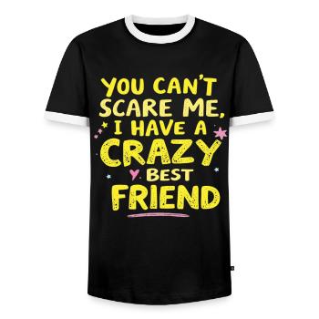 Tu ne peux pas me faire peur, j’ai un meilleur ami fou - T-shirt contrasté Homme - noir/blanc - Devant - AI Model Female 172 light (172cm) & AI Model Male 178 light (178cm)