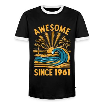 Awesome Since 1961 Geburtstag Strand - Männer Kontrast-T-Shirt - Schwarz/Weiß - Vorne - AI Model Female 172 light (172cm) & AI Model Male 178 light (178cm)