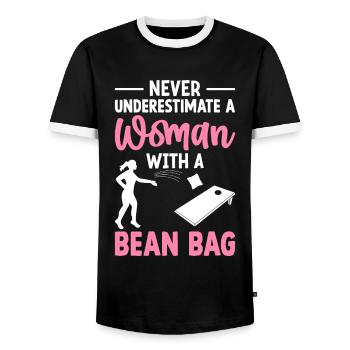 Funny Cornhole Girl Player Corn Hole A Fr - Men's Ringer Shirt - black/white - Front - AI Model Female 172 light (172cm) & AI Model Male 178 light (178cm)