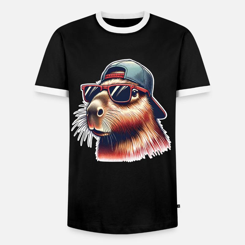 Capybara - Männer Kontrast-T-Shirt - Schwarz/Weiß