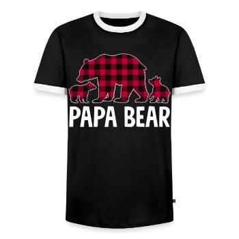 Papa Ours - T-shirt contrasté Homme - noir/blanc - Devant - AI Model Female 172 light (172cm) & AI Model Male 178 light (178cm)
