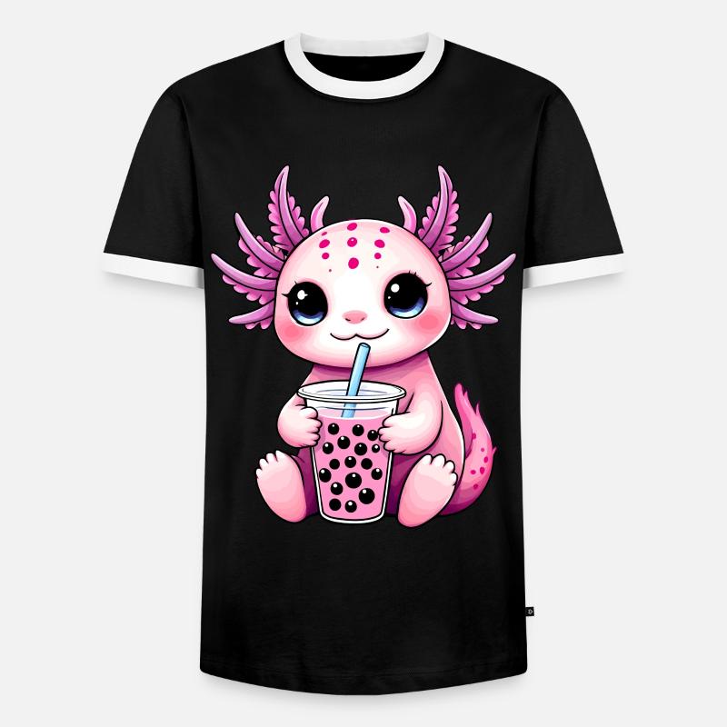 Axolotl Bubble Tea - Männer Kontrast-T-Shirt - Schwarz/Weiß
