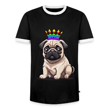 LGBT Carlin Chien Chiens Drapeau Arc-en-ciel - T-shirt contrasté Homme - noir/blanc - Devant - AI Model Female 172 light (172cm) & AI Model Male 178 light (178cm)